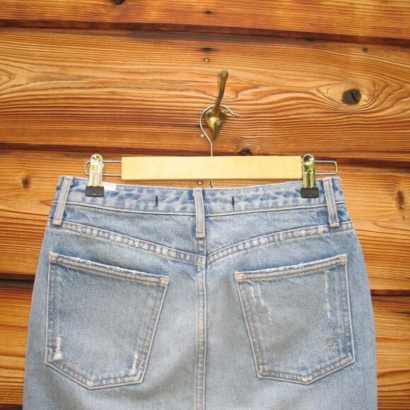 High Waist Shredded Denim Jean Mini Skirt 25 - Picture 7 of 9